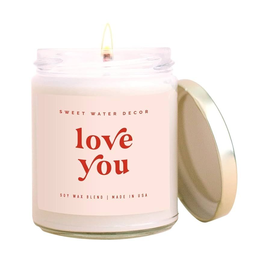 Sweet Water Decor, Love You Candle | Mahogany Teakwood Scented Soy Wax Candle for Home | Valentin... | Amazon (US)