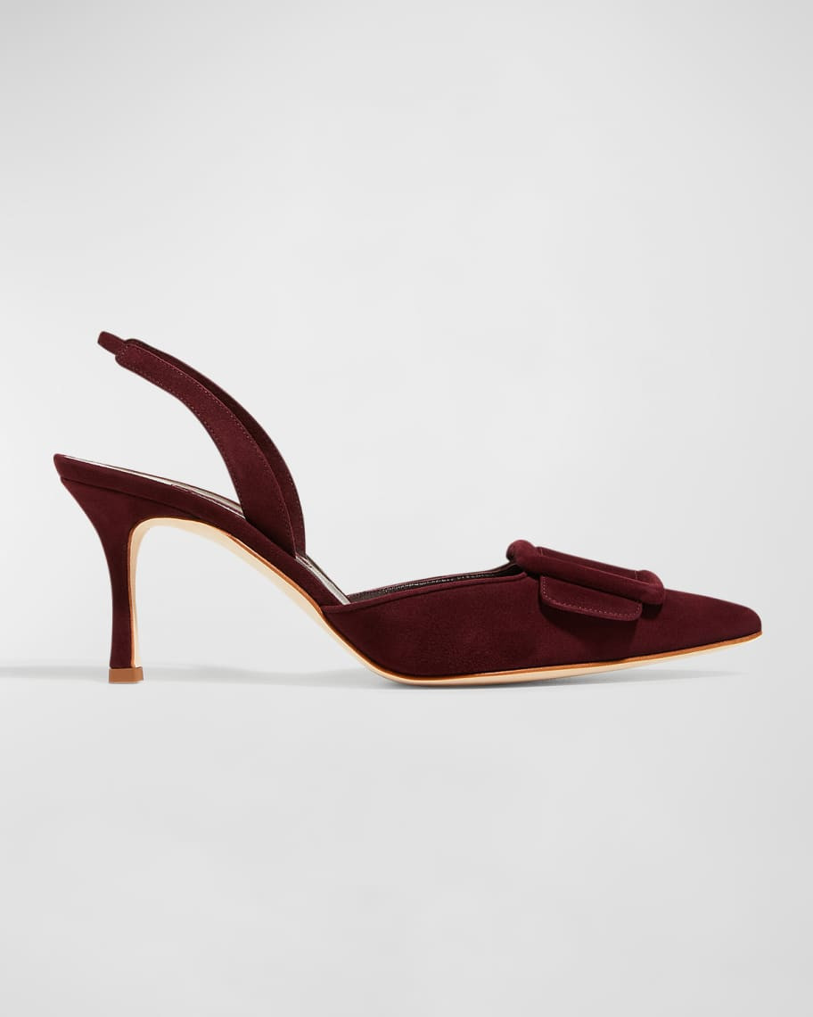 Maysli Suede Buckle Halter Pumps | Neiman Marcus