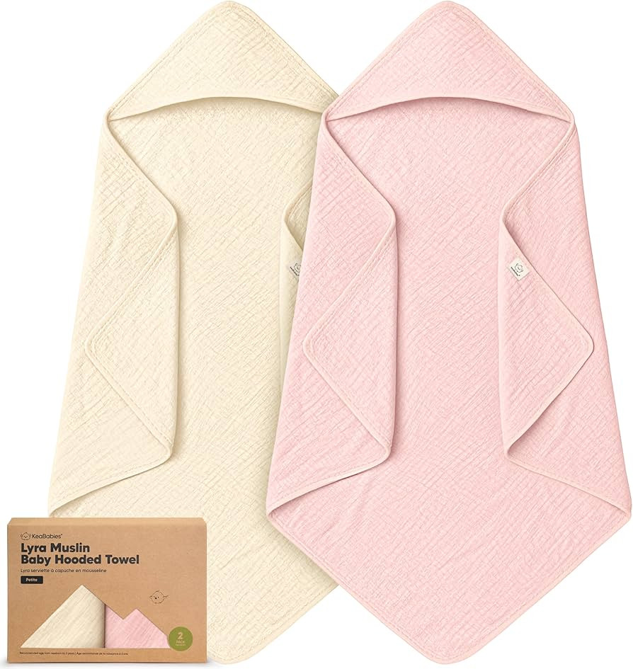 KeaBabies Muslin Hooded Baby Towels for Newborn Girls, Boys - 2-Pack, 30x30 Organic Cotton Baby B... | Amazon (US)