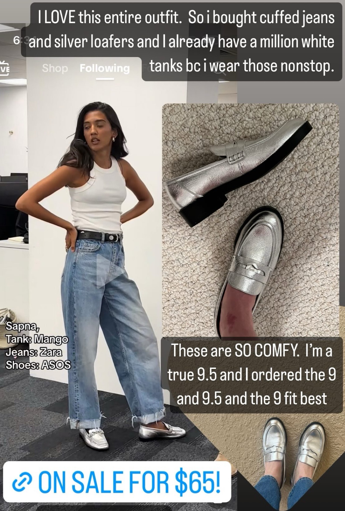 This look I screenshot off tiktok was the inspiration behind buying these silver loafers that are so comfortable and really cute.  I sized down a half size.  

#LTKshoecrush #LTKsalealert