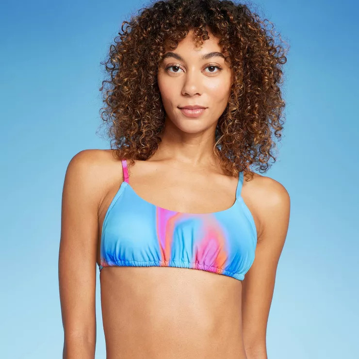 Women's Tunnel Front Bralette Bikini Top - Wild Fable™ Blue Marble Print | Target