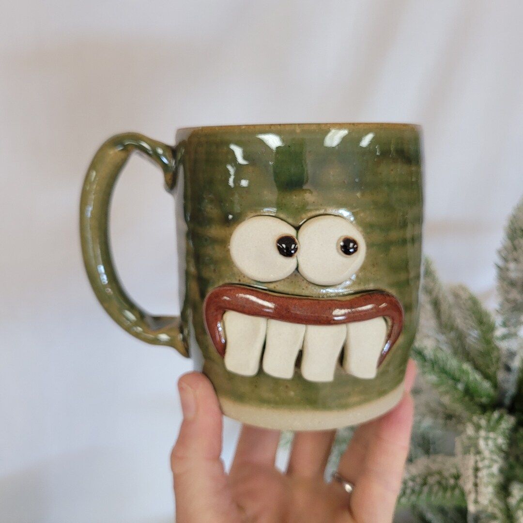 Java Mug in Green. Nervous Overbite Ugchug Coffee Mug. Microwave Dishwasher Safe Stoneware Potter... | Etsy (US)