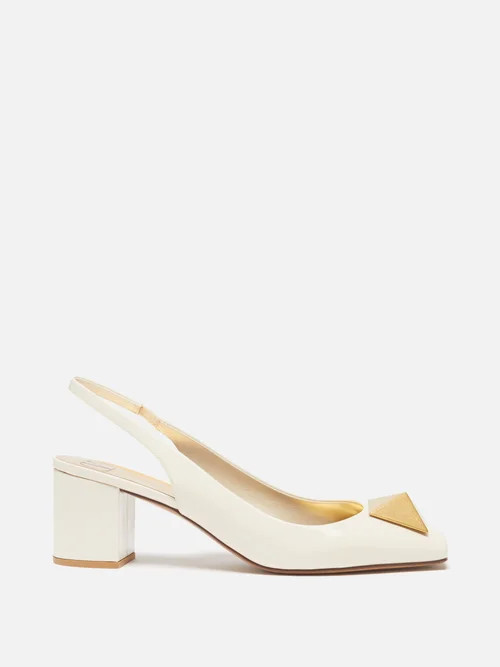 Valentino Garavani - One Stud 60 Patent-leather Slingback Pumps - Womens - Ivory | Matches (US)