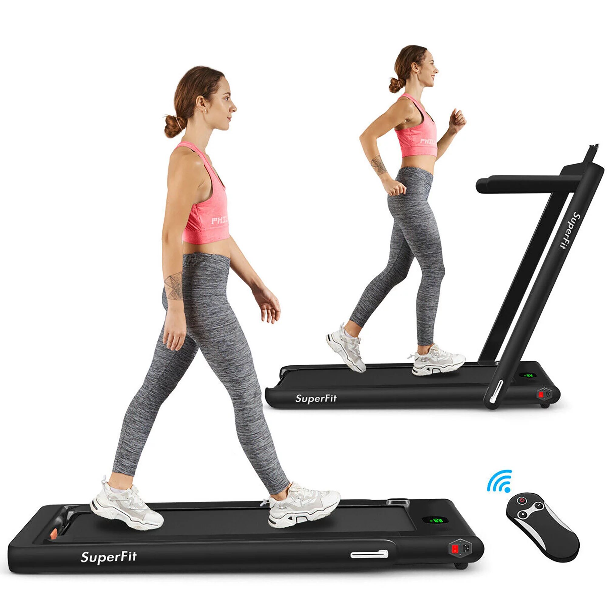 Costway SuperFit 2.25HP 2 in 1 Folding Treadmill Remote Control with APP Bluetooth Speaker | Walmart (US)