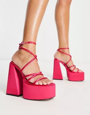 ASOS DESIGN Nutcracker extreme platform heeled sandals in pink | ASOS (Global)