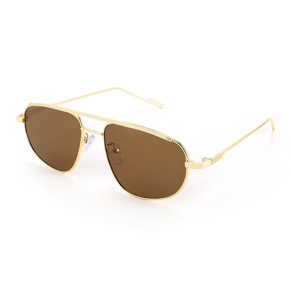 FEISEDY Retro Trendy Aviator Sunglasses Women Men 90s Small Vintage Glasses Stylish Gold Metal Ov... | Amazon (US)