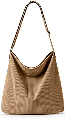 KALIDI Women Corduroy Tote Bag Zipper Casual Tote's Handbag Big Capacity Shoulder Bag with Pocket... | Amazon (US)