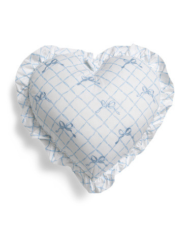 20x19 Beautiful Bow Trellis Ruffle Heart Pillow | TJ Maxx