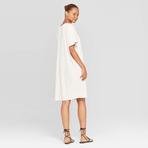 Women's Short Sleeve V-Neck Essential Midi T-Shirt Dress - Prologue Off White | Target