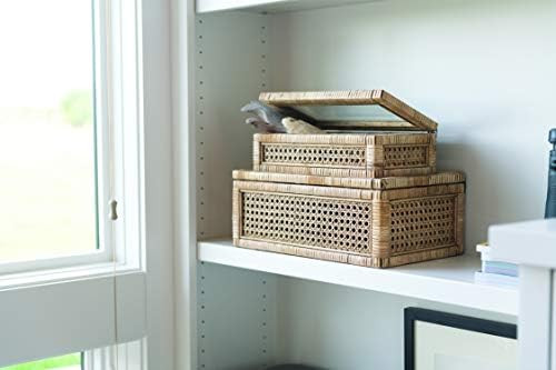 Creative Co-Op Cane and Rattan Display Boxes with Glass Lid, Set of 2 | Amazon (US)