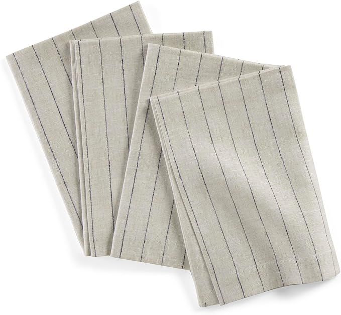 Solino Home Pinstripe Linen Napkins – 20 x 20 Inch Cloth Dinner, Set of 4 100% Pure Linen Napki... | Amazon (US)