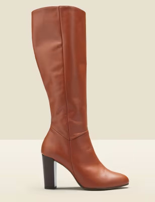 Leather Block Heel Knee High Boots | Marks & Spencer (UK)