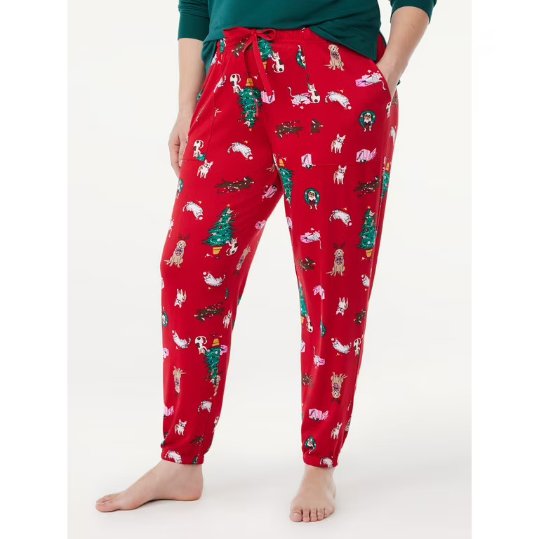 Joyspun Women's Brushed Hacci Knit Sleep Joggers, Sizes XS to 3X | Walmart (US)