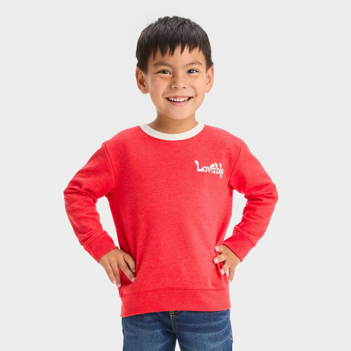 Toddler Boys' Valentine's Day French Terry Crewneck Pullover Sweatshirt - Cat & Jack™ | Target