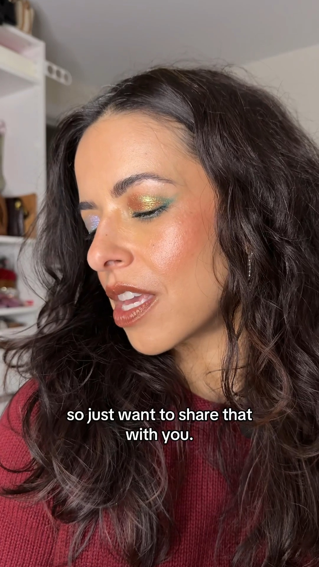 Glittery shimmery eyeshadows and lipstick for holiday season! Elf cosmetics Glitzshow shadow in Glimmercore and So Gleamy. Also wearing the O Face Shimmer Balm in Choco Litty 

#LTKFindsUnder50 #LTKHoliday #LTKBeauty