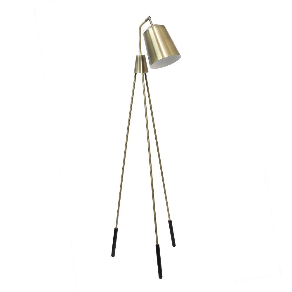 Industrial Tripod Floor Lamp with Interior Spotlight Antique Brass - Lalia Home | Target