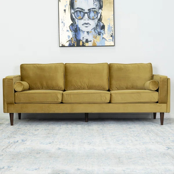 Lindel 88" Velvet Square Arm Sofa with Reversible Cushions | Wayfair North America