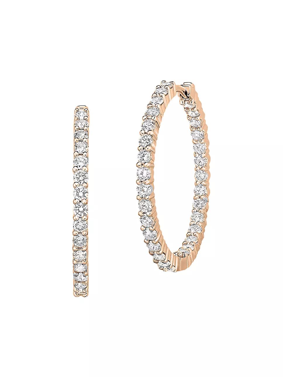18K Rose Gold & 2.84 TCW Diamond Inside-Out Hoop Earrings | Saks Fifth Avenue