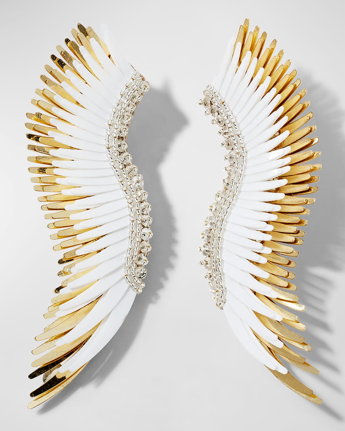 Madeline Beaded Statement Earrings, White/Golden | Neiman Marcus