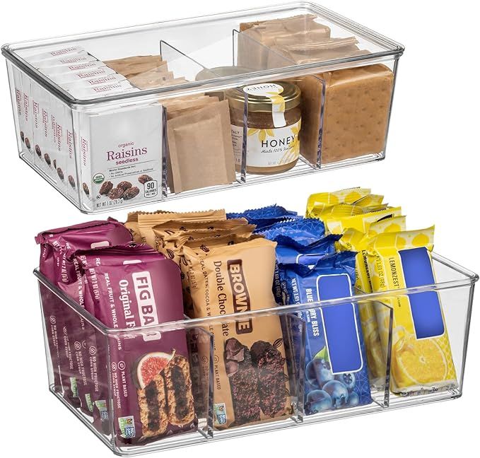 ClearSpace Plastic Pantry Organization and Storage Bins with Dividers & Lids – Perfect Kitchen ... | Amazon (US)