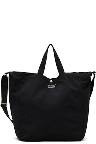 Black Cotton Nylon Grosgrain Tote | SSENSE
