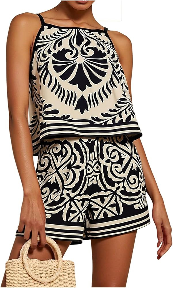 MakeMeChic Women's 2 Piece Sets 2026 Summer Matching Lounge Short Set Tropical Resort Travel Vaca... | Amazon (US)