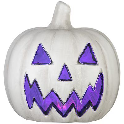 Haunted Living 20-in LED White Jack-o-Lantern Pumpkin Decoration | Lowe's