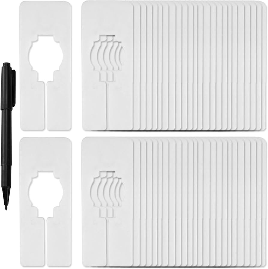50 Pack White Clothing Rack Size Dividers Closet Dividers Rectangular Clothing Hangers Dividers w... | Amazon (US)