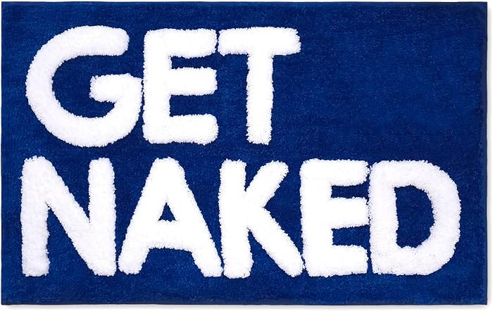 New Mungo Get Naked Bath Mat Blue - Cute Bathroom Rugs, Funny Bath Mat, 31" x 20" | Amazon (US)