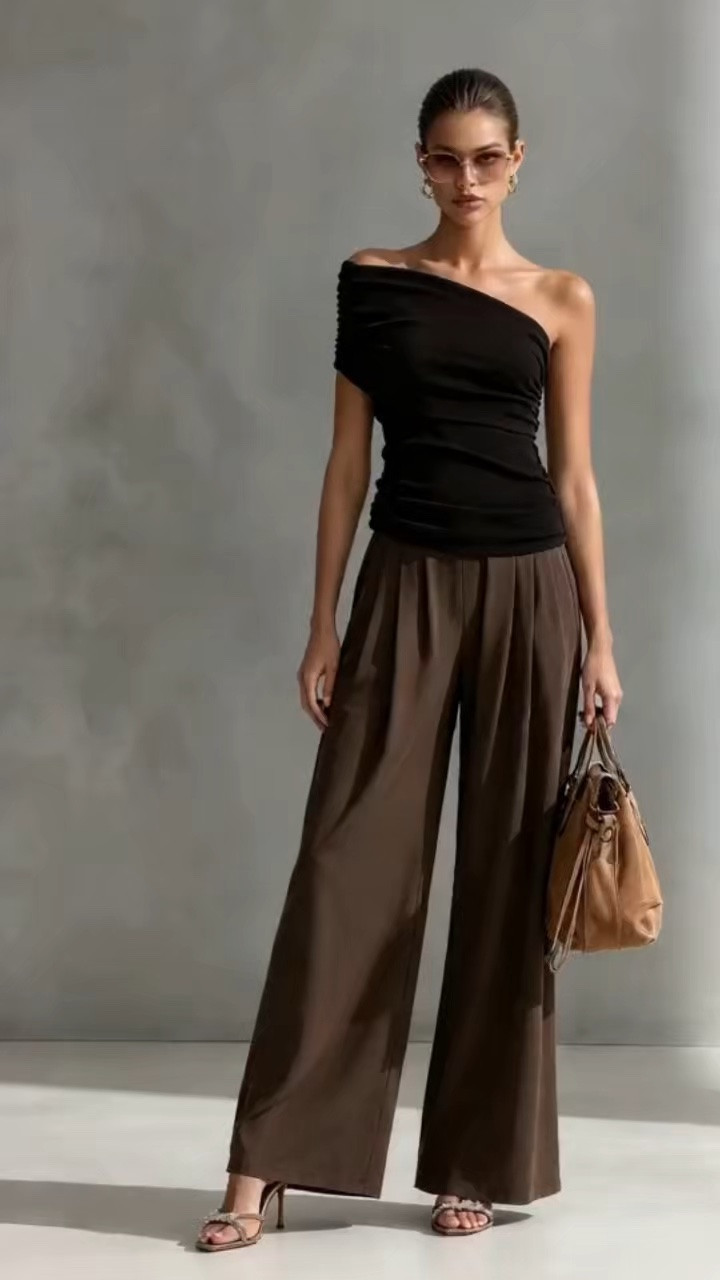 Brown Monochrome Vacation-Ready Look #FrenchElegance #EuropeanSummerStyle #BrownMonochromeOutfit #OffShoulderTopStyle #WideLegPantsOutfit

#LTKootd #LTKOver40 #LTKWorkwear