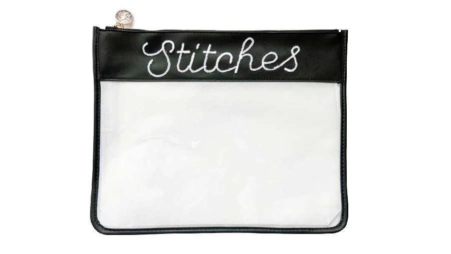 Large Stitches Clear Zip Pouch | Penny Linn Designs