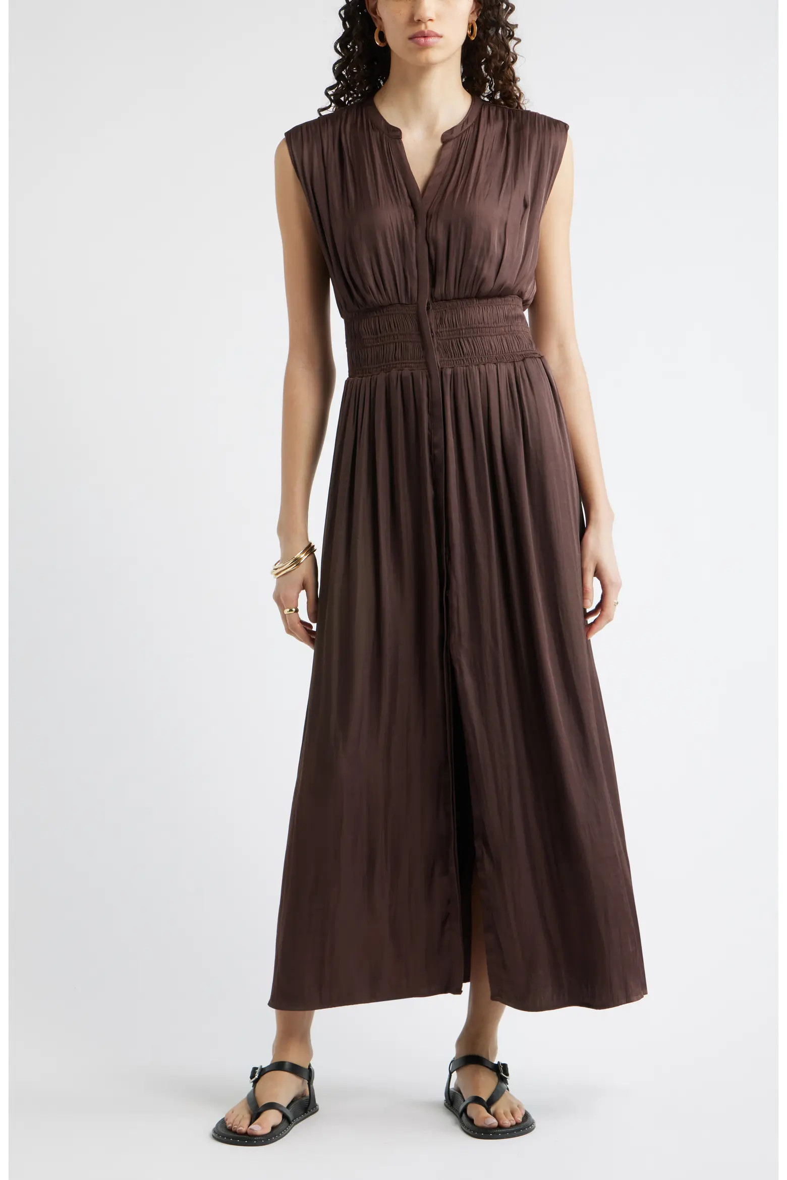 Smocked Waist Maxi Shirtdress (Women) | Nordstrom | Nordstrom