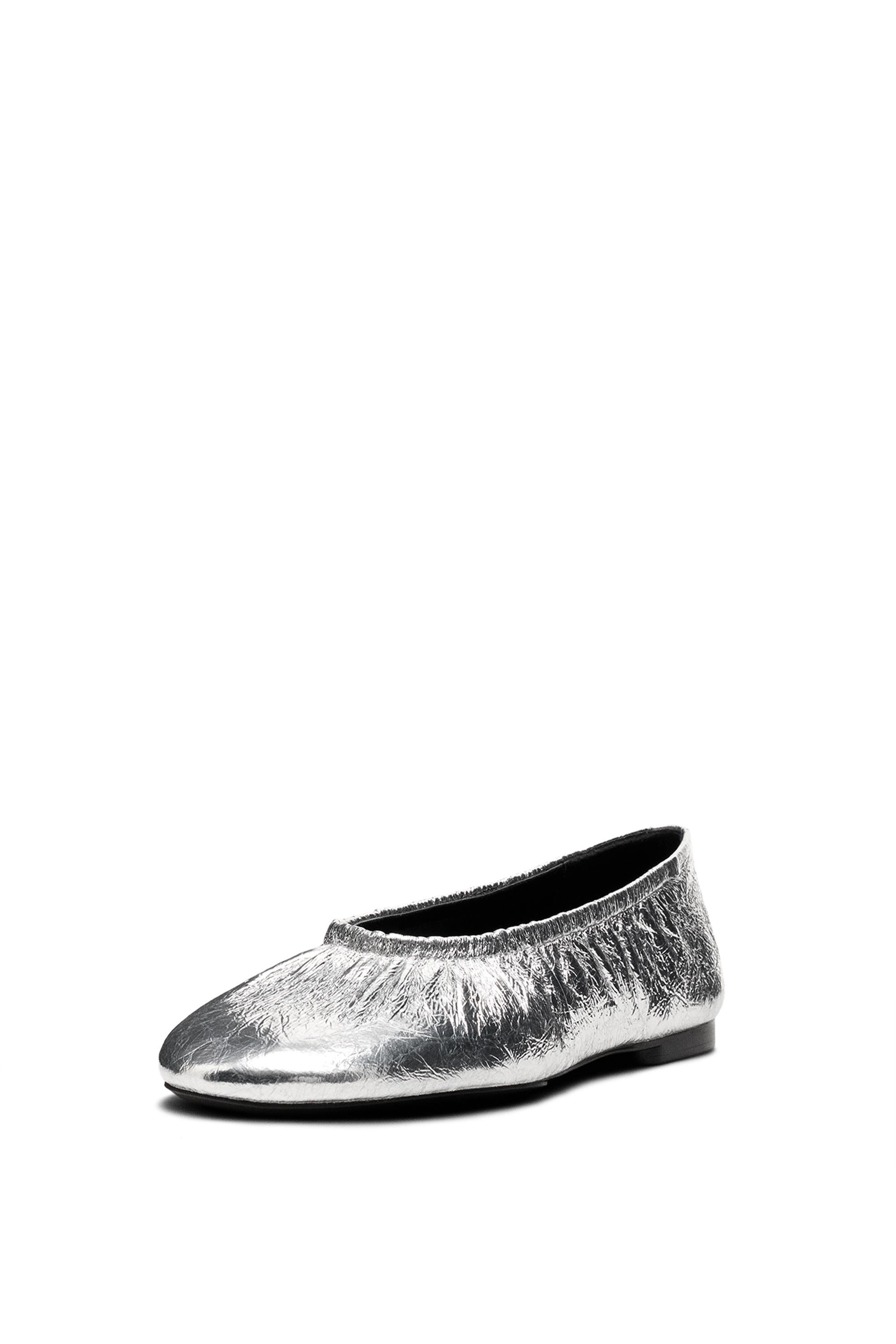 Metallic leather ballet flats - SILVER | Massimo Dutti UK
