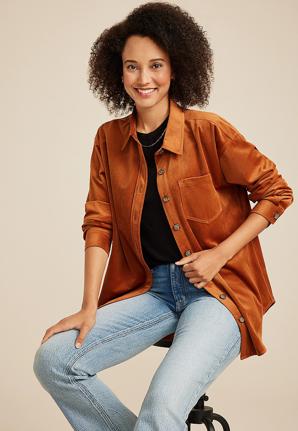 Corduroy Button Down Boyfriend Shirt | Maurices