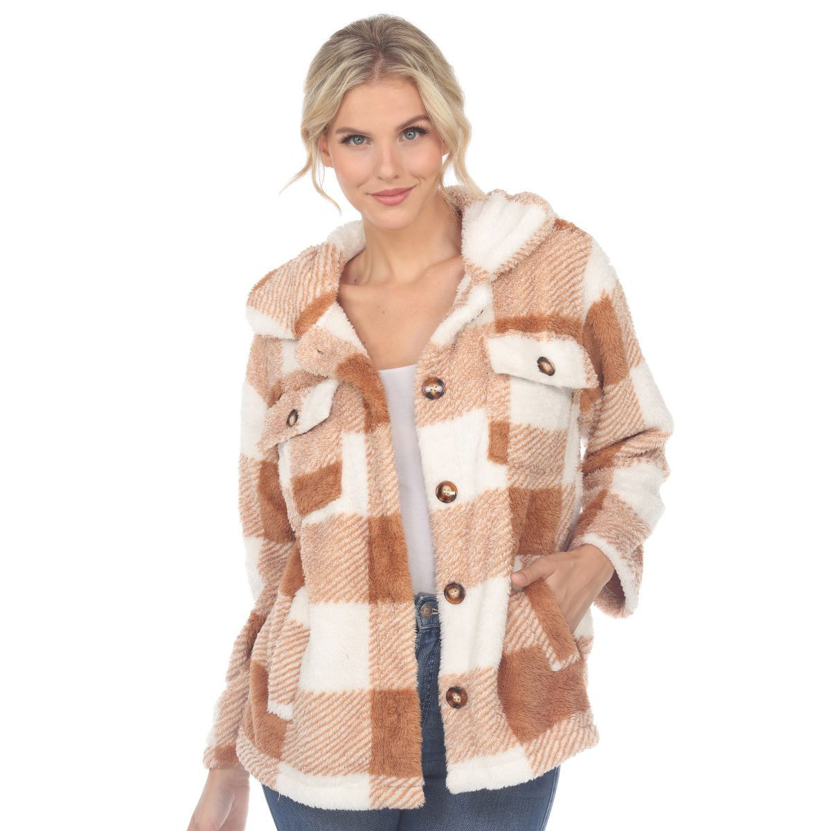 Women's Plaid Shacket -White Mark | Target