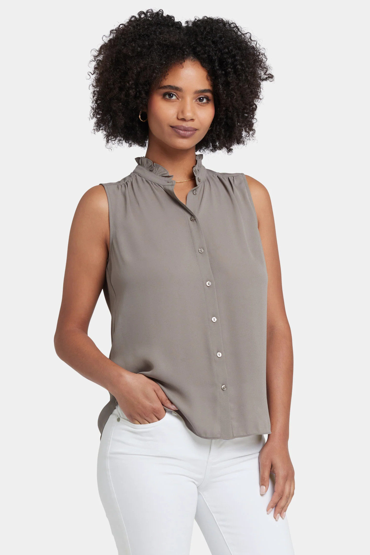 Sleeveless Ruffle Neck Blouse | NYDJ