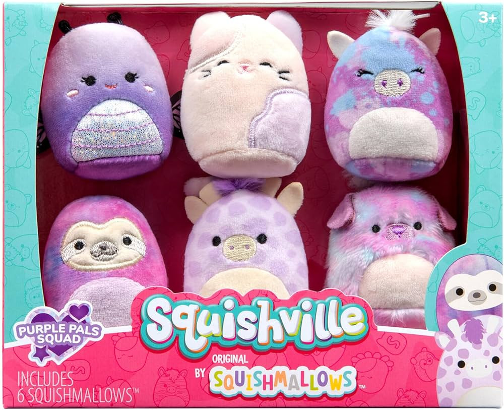 Squishville by Original Squishmallows Purple Pals Squad Plush - Six 2-Inch Squishmallows Plush In... | Amazon (US)