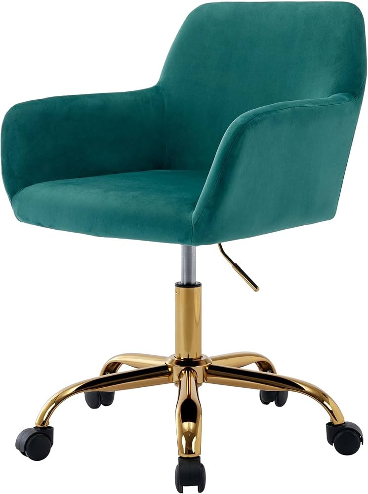 Faux Fur 360°Swivel Desk Chair, Modern Height Adjustable Home Office Armchair with Golden Base f... | Amazon (US)