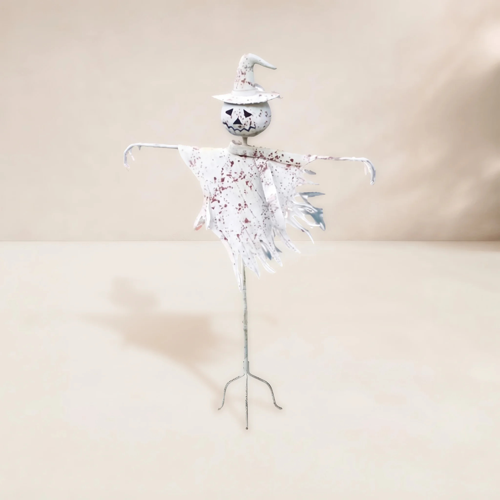 Lenay Rustic White Metal Scarecrow Yard Stake | Birch Lane
