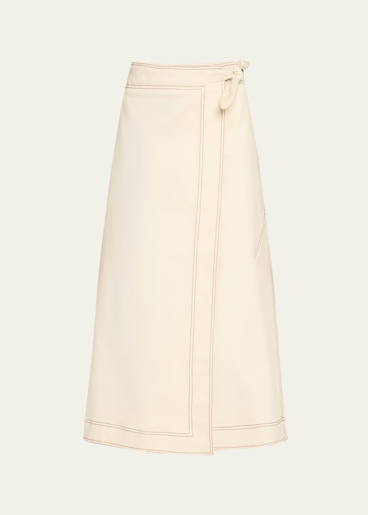 Ganni Herringbone Canvas Long Wrap Skirt | Bergdorf Goodman