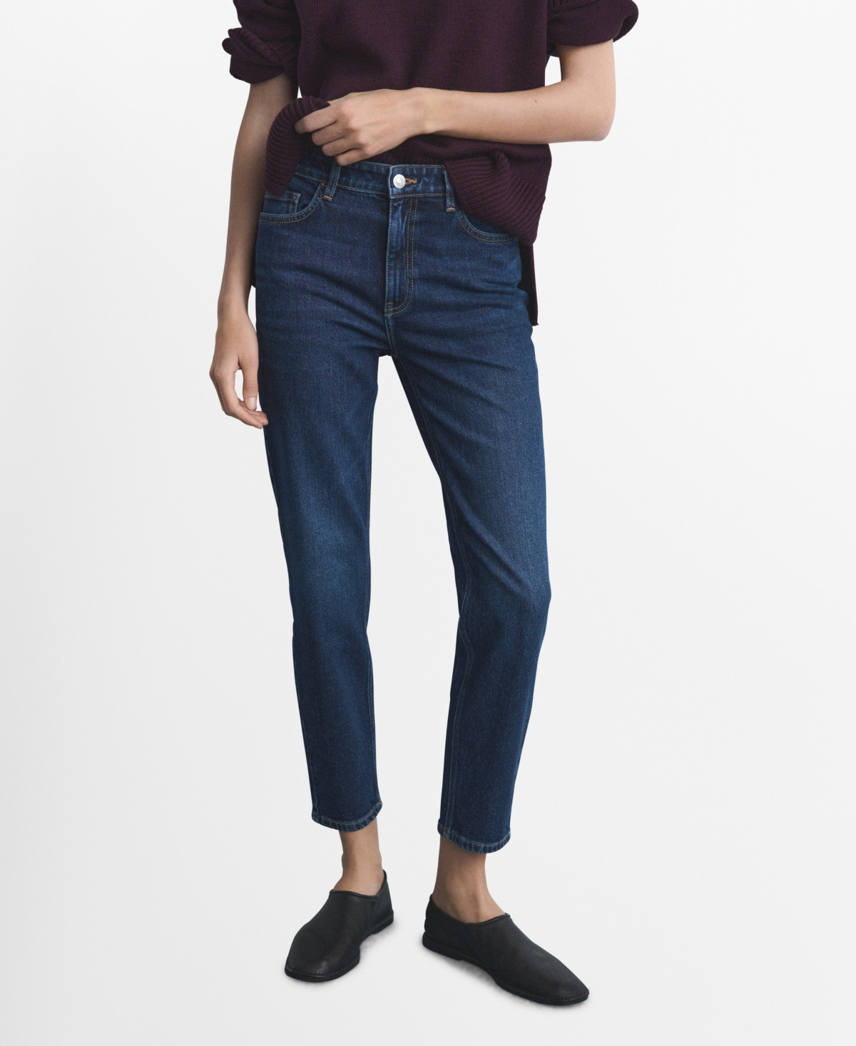 Mango Women's New Mom Comfort High-Rise Jeans - Dark Blue | Macy's