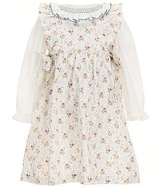 Edgehill Collection Little Girls Side-Tie Floral Dress and Long Sleeve Top Set - 6 | Dillard's