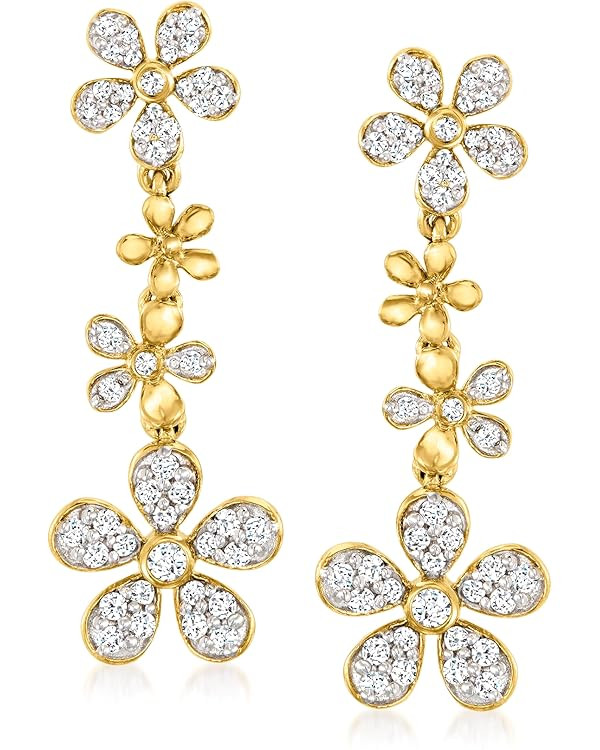 Ross-Simons 0.50 ct. t.w. Diamond Daisy Drop Earrings in 18kt Gold Over Sterling | Amazon (US)