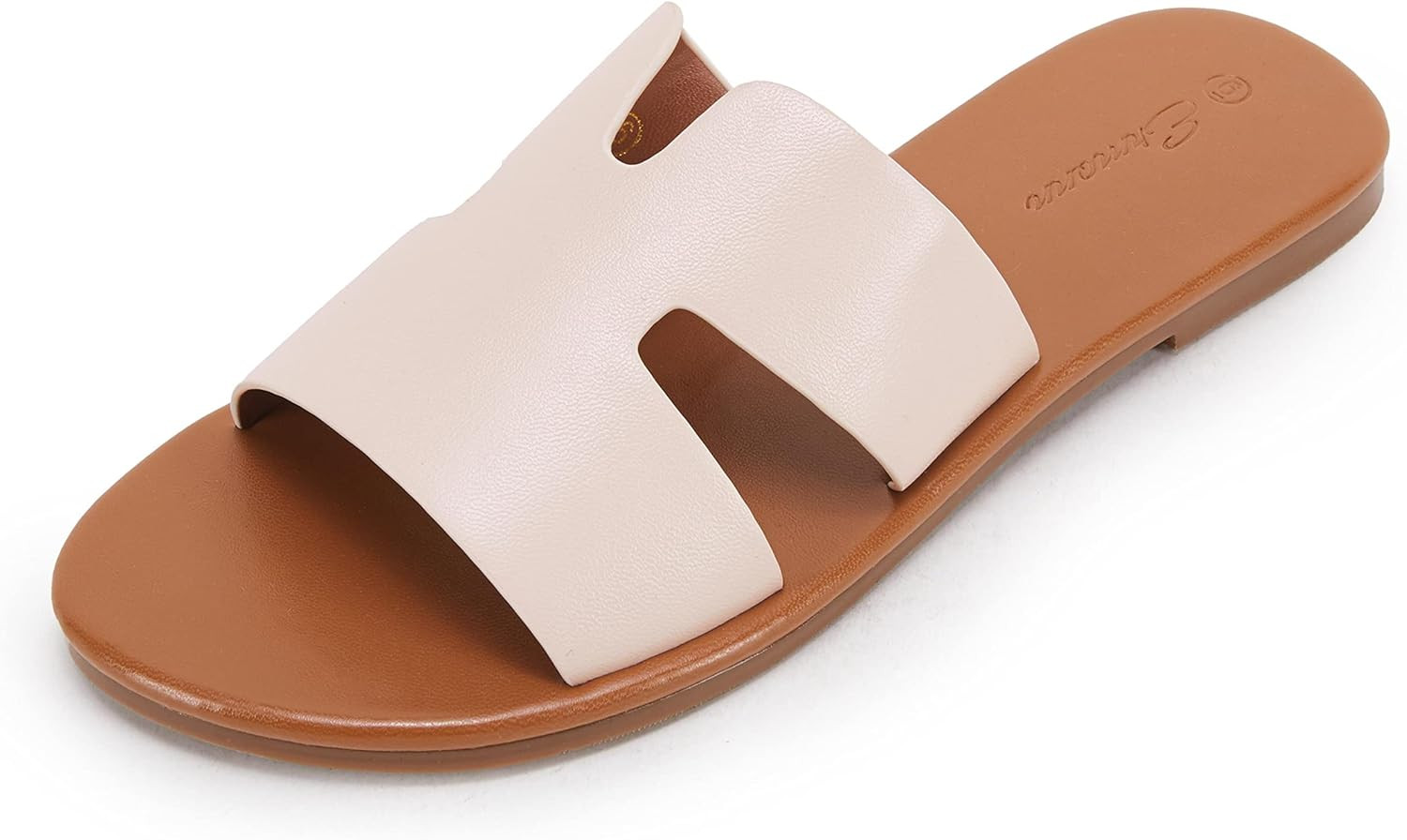 Ermonn Womens Faux Leather Strap Slide Sandals Cutout Slip On Open Toe Beach Comfort Sandals Summ... | Amazon (US)