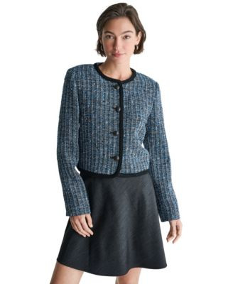 Bcbg Women's Collarless Button-Front Jacket - Electric Seine Multi | Macy's