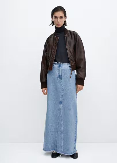 Denim long skirt medium blue - Woman - XS - MANGO | MANGO (UK)
