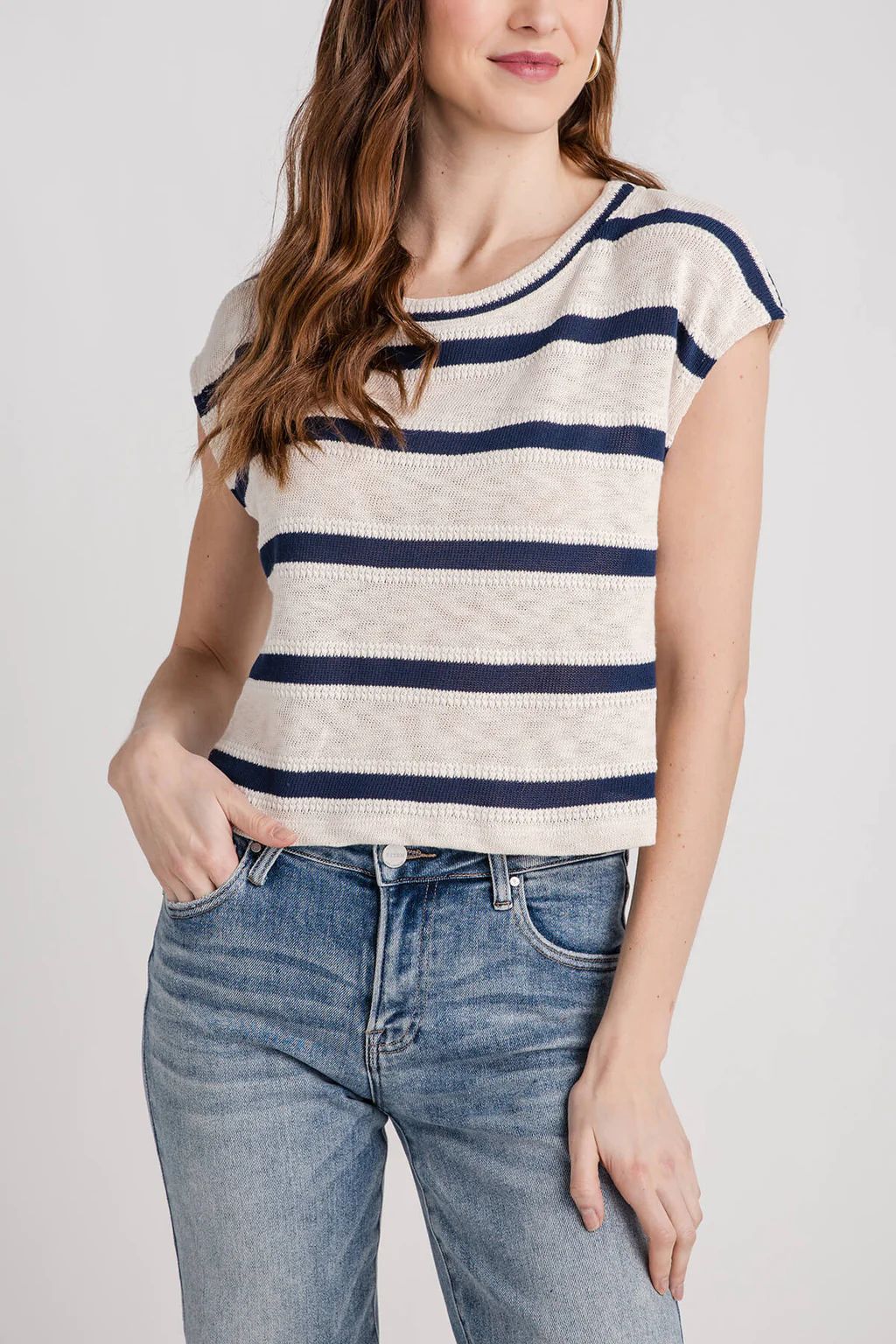 By Together Striped Sleeveless Sweater | Social Threads