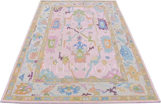 Allen Home Hand Crafted Wool Rugs - Pastel Ushak Area Carpets Suitable for Living Room, Bedroom, ... | Amazon (US)