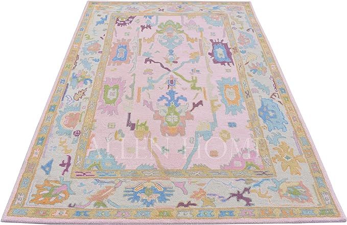 Allen Home Hand Crafted Wool Rugs - Pastel Ushak Area Carpets Suitable for Living Room, Bedroom, ... | Amazon (US)