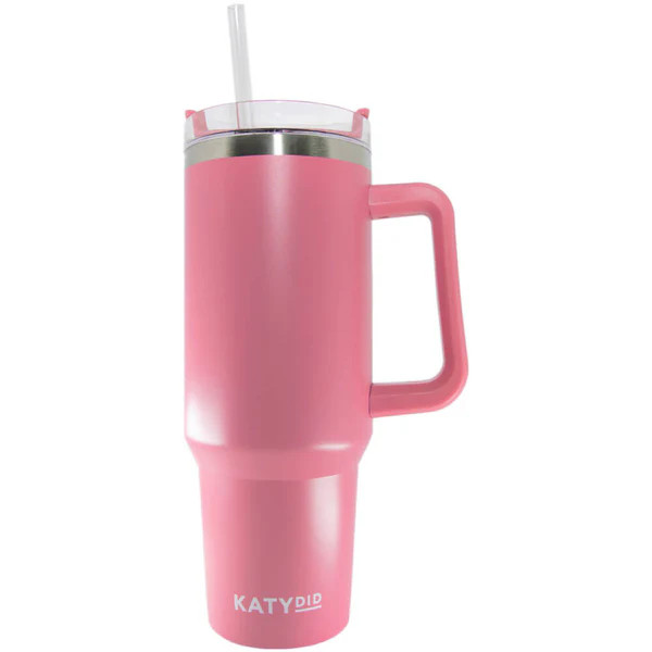 Rose Pink Drink Tumbler Cup w/ Handle | Katydid.com